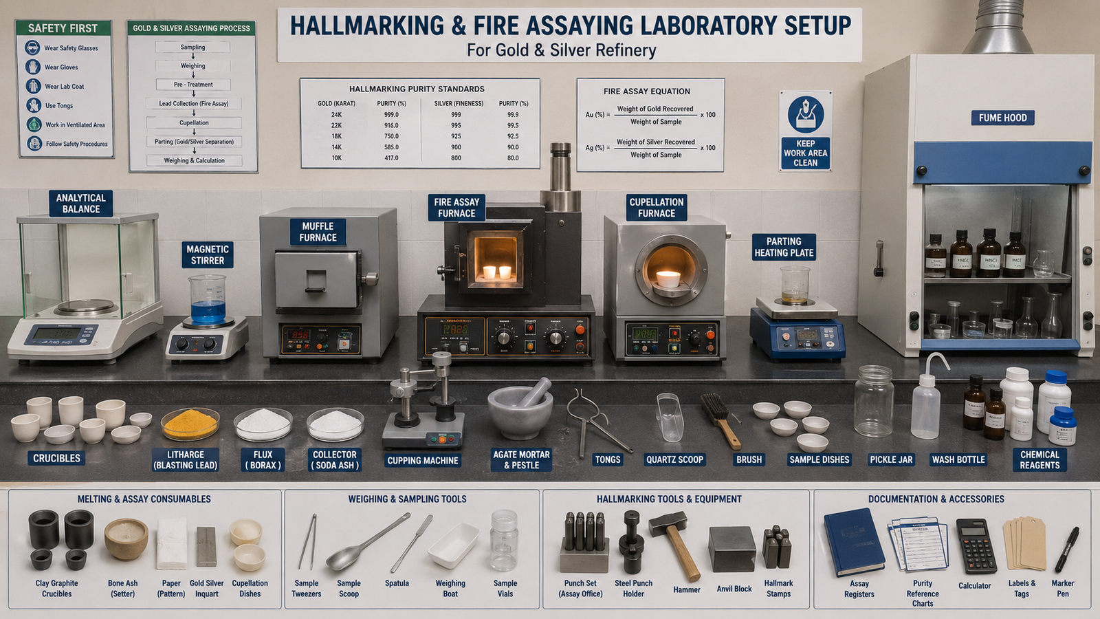 Hallmarking and Fire Assaying Laboratory Setup
